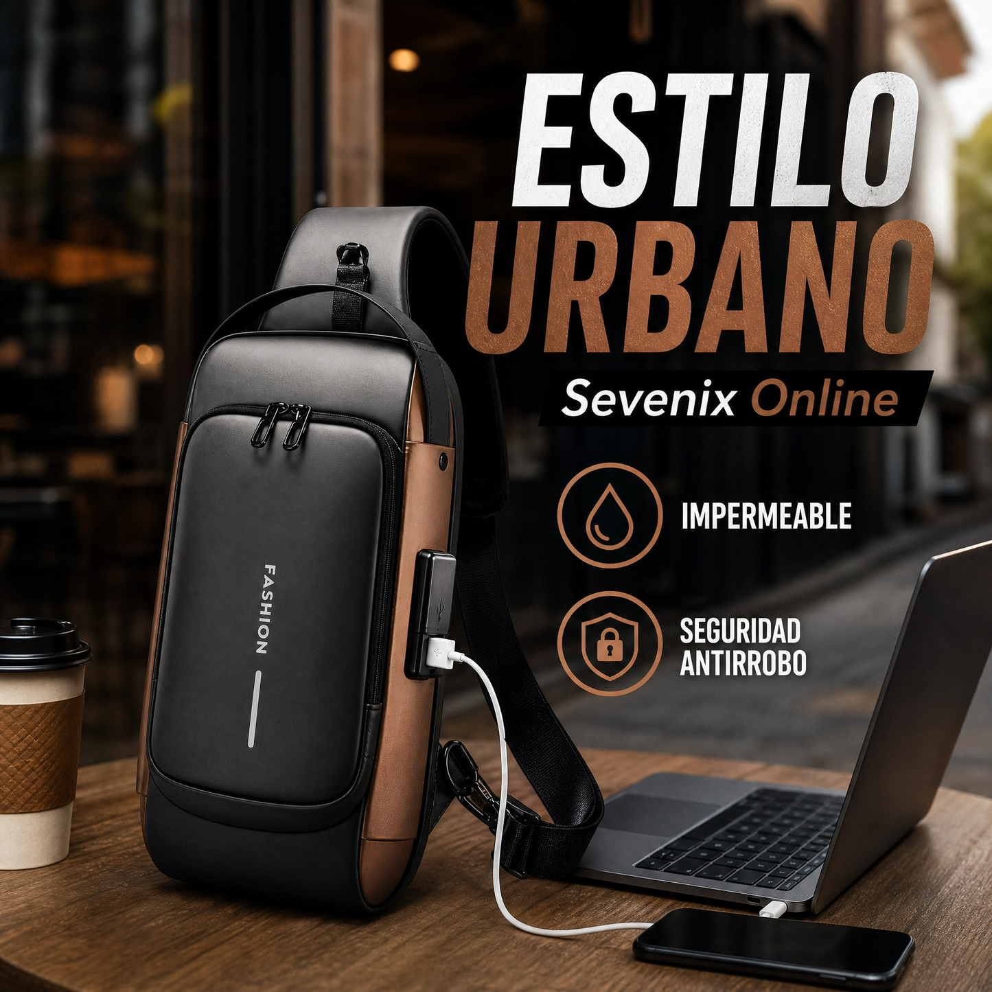 Bolso Antirrobo Con Puerto De Carga Usb Impermeable FashionSecureBag