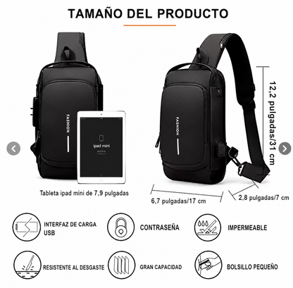 Bolso Antirrobo Con Puerto De Carga Usb Impermeable FashionSecureBag